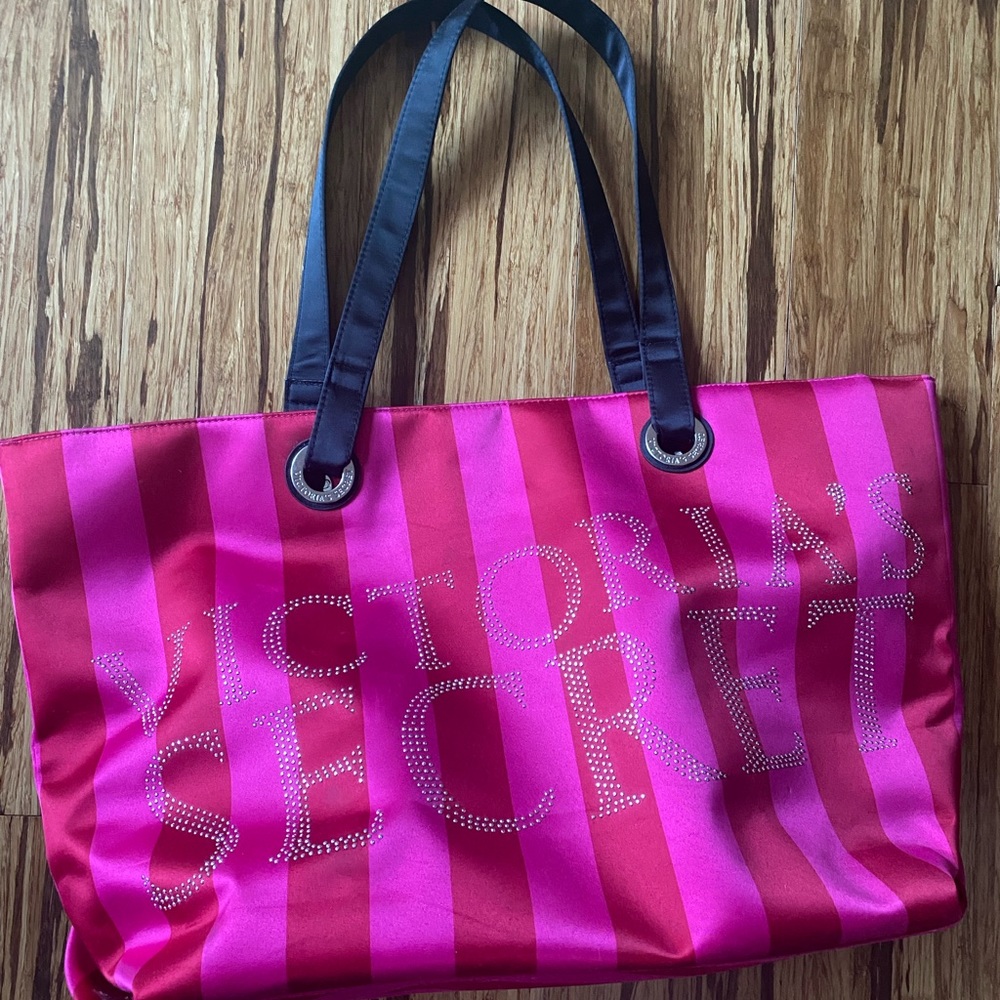 Victoria's Secret Pink & Red Striped Tote